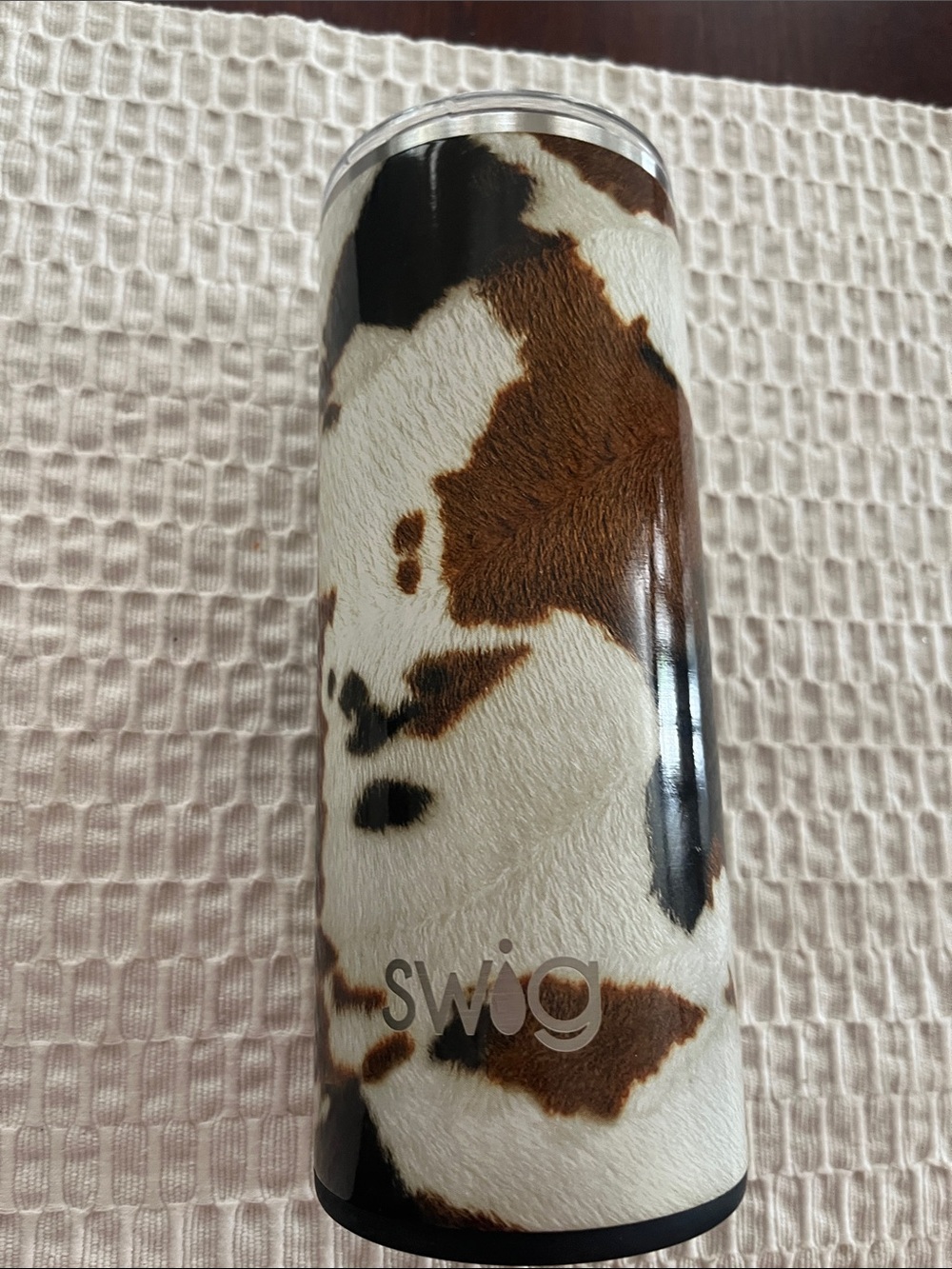 Swig Cowhide-Pattern Decorative Vase in Brown & White
